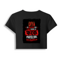 Female Baby Tee | Cropped Fit | Cotton Spandex Blend | Stretchy & Breathable | Women | Personalized | Typography | Motivation | Problem Solving | Everyday | Assertive | No Nonsense Attitude - back - Black - mockup 2