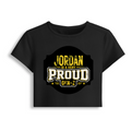 Female Baby Tee | Cropped Fit | Cotton Spandex Blend | Stretchy & Breathable | Women | Personalized | Typography | Generational Identity | Youth Culture | Assertive | Proud Gen Z - front - Black - mockup 1