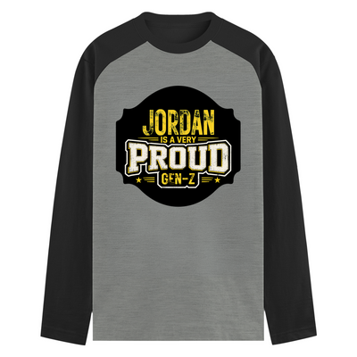 Male Raglan T-Shirt | Men's Regular Fit | 180 GSM Bio-Washed Fabric | Double Stitched, Ribbed Neck | Personalized | Typography | Generational Identity | Youth Culture | Assertive | Proud Gen Z - front - mockup 1