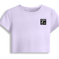 Female Baby Tee | Cropped Fit | Cotton Spandex Blend | Stretchy & Breathable | Women | Personalized | Typography | Sarcasm | Humor | Everyday | Humorous | Allergic To Bullshit - left pocket - Lavender - mockup 3