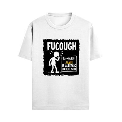Male Standard Crew T-Shirt | Regular Fit | 100% Cotton (180 GSM) | Breathable, Durable | Men's | Personalized | Typography | Sarcasm | Humor | Everyday | Humorous | Allergic To Bullshit - front - White - mockup 1