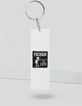 Keychain | Rectangle Square Slim | Durable Acrylic | Fade-Proof Glossy Finish | Unisex | Personalized | Typography | Sarcasm | Humor | Everyday | Humorous | Allergic To Bullshit - front_Slim - Slim - White - mockup 5