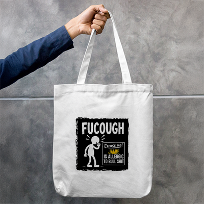 Tote Bag Zipper | Unisex | 100% Cotton Canvas | Zipper Closure, Long Handles | Everyday Use | Personalized | Typography | Sarcasm | Humor | Everyday | Humorous | Allergic To Bullshit - front - mockup 1