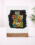 Acrylic Photo Frame with Stand | 5x7 Inch | Acrylic & Wood | UV Printed Tabletop Display | Universal | Personalized | Typography | Positivity | Self-worth | Birthdays | Positive | Born To Be Awesome - front_1 - mockup 2