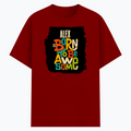 Cotton Stretch T-Shirt | Unisex Fit | 95% Cotton 5% Spandex | Breathable Flexible Durable | Adults | Personalized | Typography | Positivity | Self-worth | Birthdays | Positive | Born To Be Awesome - front - Red - mockup 1