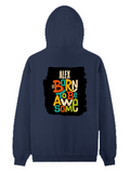 Pullover Hoodie | Unisex Regular Fit | Cotton Blend Tri-Layer | All-Season Comfort, Ribbed Cuffs | Adults | Personalized | Typography | Positivity | Self-worth | Birthdays | Positive | Born To Be Awesome - back - Navy Blue - mockup 2
