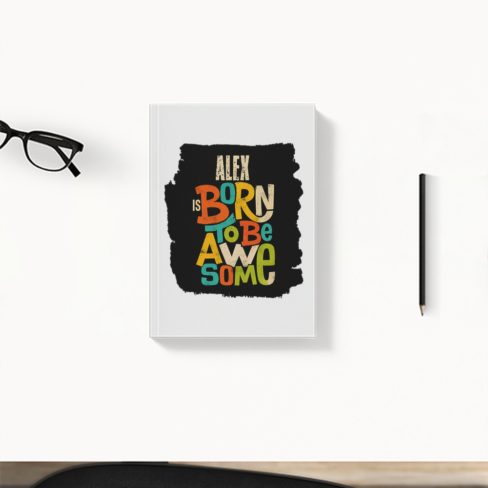 Daily Planner | 3-Month Undated | Soft-Bound | 204 Pages, Dotted Notes | Unisex Adult | Personalized | Typography | Positivity | Self-worth | Birthdays | Positive | Born To Be Awesome - front - White - mockup 1