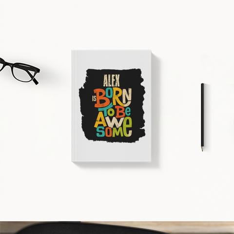 Daily Planner | 3-Month Undated | Soft-Bound | 204 Pages, Dotted Notes | Unisex Adult | Personalized | Typography | Positivity | Self-worth | Birthdays | Positive | Born To Be Awesome - front - White - mockup 1