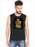 Male Sleeveless T-Shirt | Regular Fit Men | 180 GSM Bio-Washed Cotton Blend | Pre-Shrunk, Double-Stitched | Personalized | Typography | Positivity | Self-worth | Birthdays | Positive | Born To Be Awesome - front - Black - mockup 1