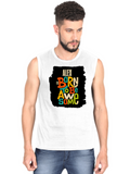 Male Sleeveless T-Shirt | Regular Fit Men | 180 GSM Bio-Washed Cotton Blend | Pre-Shrunk, Double-Stitched | Personalized | Typography | Positivity | Self-worth | Birthdays | Positive | Born To Be Awesome - front - White - mockup 1