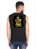 Male Sleeveless T-Shirt | Regular Fit Men | 180 GSM Bio-Washed Cotton Blend | Pre-Shrunk, Double-Stitched | Personalized | Typography | Positivity | Self-worth | Birthdays | Positive | Born To Be Awesome - back - Black - mockup 2