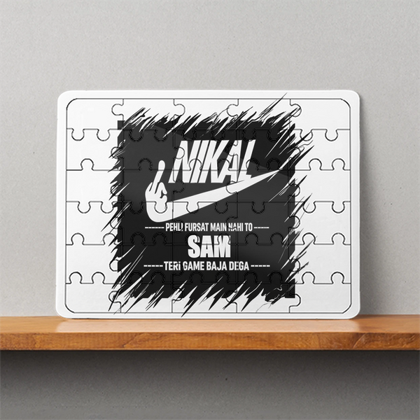 MDF Wooden Puzzle | 6x8 Inch 30 Pieces | Glossy Finish | Durable, Waterproof | Kids & Adults | Personalized | Typography | Attitude | Humor | Everyday | Defiance | Desi Savage Warning