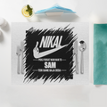 Placemat | Standard Dining | 100% Polyester | Durable, Fade-Proof, Soft | Unisex | Personalized | Typography | Attitude | Humor | Everyday | Defiance | Desi Savage Warning - front - White - mockup 1