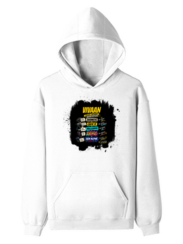 Pullover Hoodie | Unisex Regular Fit | Cotton Blend Tri-Layer | All-Season Comfort, Ribbed Cuffs | Adults | Personalized | Typography | Generations | Family Dynamics | Birthdays | Humorous | Caught Between Generations
