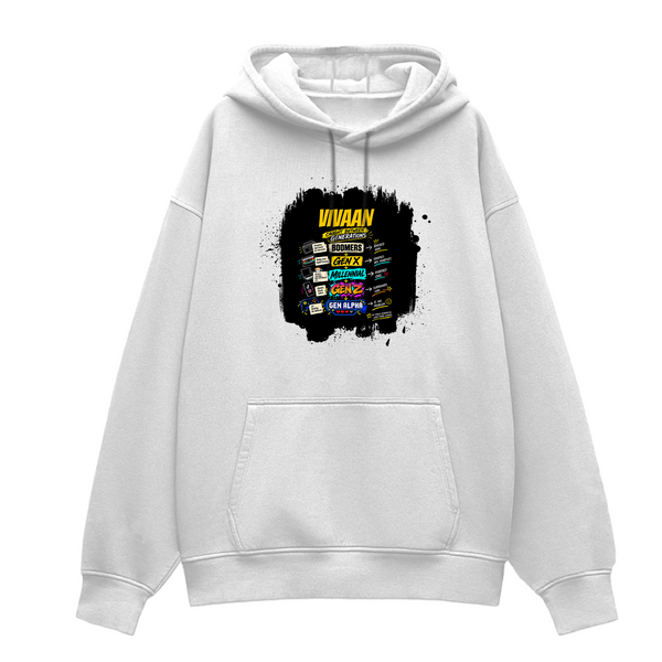 Oversized Hoodie | Relaxed Fit Unisex | 400 GSM Cotton Blend | Pre-Shrunk Warmth & Comfort | Adults | Personalized | Typography | Generations | Family Dynamics | Birthdays | Humorous | Caught Between Generations