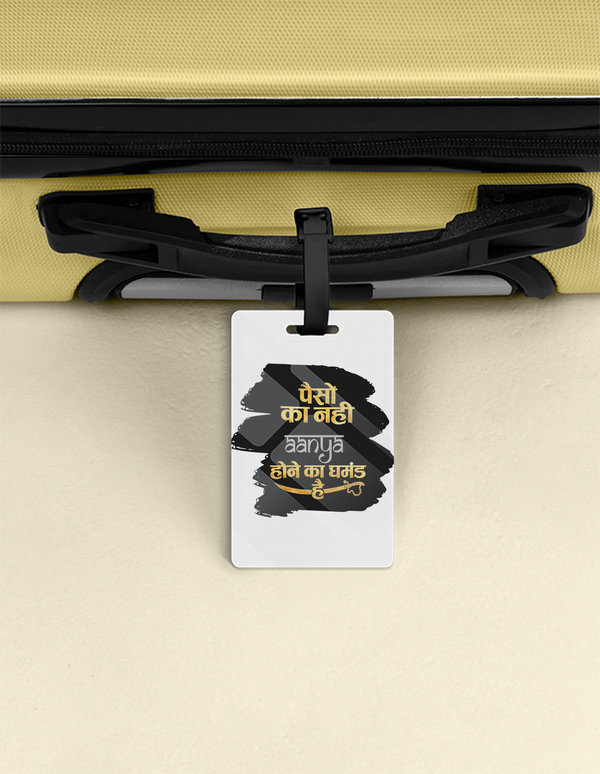 Luggage Tag | Travel Accessory | Acrylic | Durable, Double-Sided, Secure Strap | Unisex | Personalized | Typography | Identity | Pride | Self-purchase | Confident | Royal Attitude