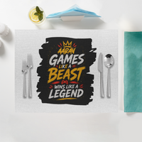 Placemat | Standard Dining | 100% Polyester | Durable, Fade-Proof, Soft | Unisex | Personalized | Typography | Video Games | Everyday | Confident | Beast Mode Gamer