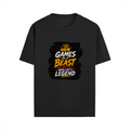 Male Standard Crew T-Shirt | Regular Fit | 100% Cotton (180 GSM) | Breathable, Durable | Men's | Personalized | Typography | Video Games | Everyday | Confident | Beast Mode Gamer - front - Black - mockup 1
