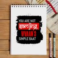 Sketchbook | A5 Size | 140 GSM Paper | Spiral Bound | Unisex | Personalized | Typography | Self-expression | Humor | Everyday | Sarcastic | Attitude Nahi, Simplicity - front - White - mockup 1