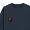 Oversized Standard T-Shirt | Unisex Relaxed Fit | 100% Super Combed Cotton | Soft, Breathable, Durable | Adult | Personalized | Typography | Self-expression | Humor | Everyday | Sarcastic | Attitude Nahi, Simplicity - left pocket - Navy Blue - mockup 3
