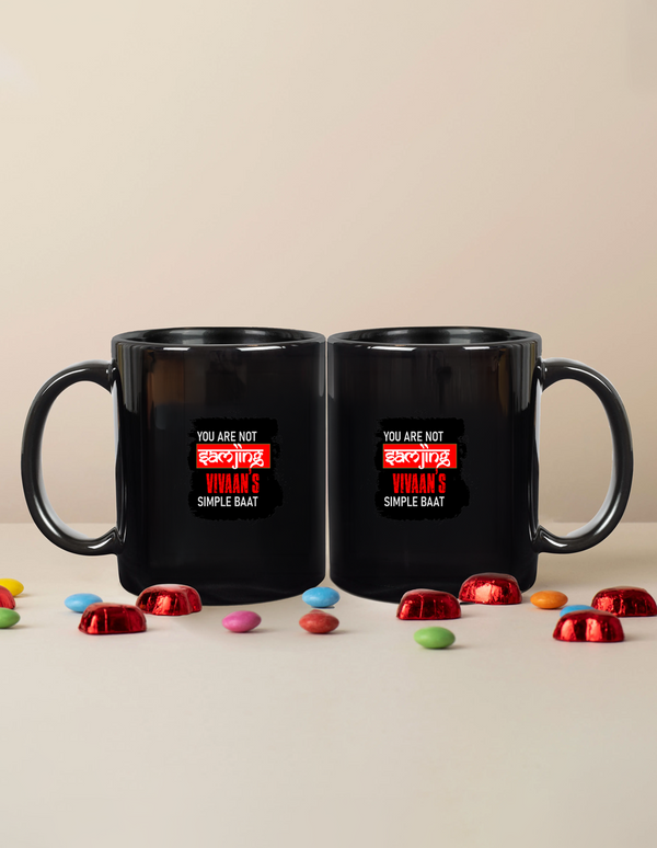 Black Coffee Mug | 11 oz | Ceramic | Fade-Proof | Unisex Adult | Personalized | Typography | Self-expression | Humor | Everyday | Sarcastic | Attitude Nahi, Simplicity