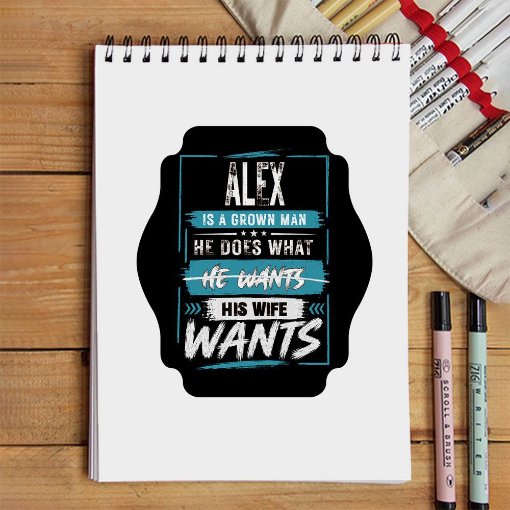 Sketchbook | A5 Size | 140 GSM Paper | Spiral Bound | Unisex | Personalized | Typography | Humor | Everyday | Assertive - front - White - mockup 1
