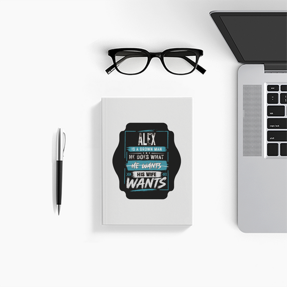 Notebook Journal | A5 Size | 300 GSM Cover, 70 GSM Eco-Friendly Pages | Soft Bound, Ruled/Unruled | Unisex | Personalized | Typography | Humor | Everyday | Assertive - front - White - mockup 1