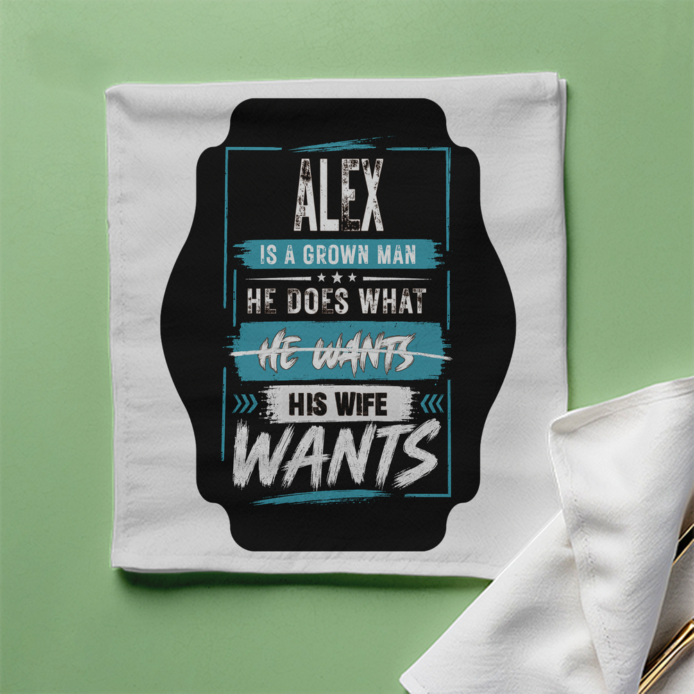 Cloth Napkin | Standard Dining Size | 100% Polyester | Soft, Durable, Hemmed | Unisex | Personalized | Typography | Humor | Everyday | Assertive - front - White - mockup 1