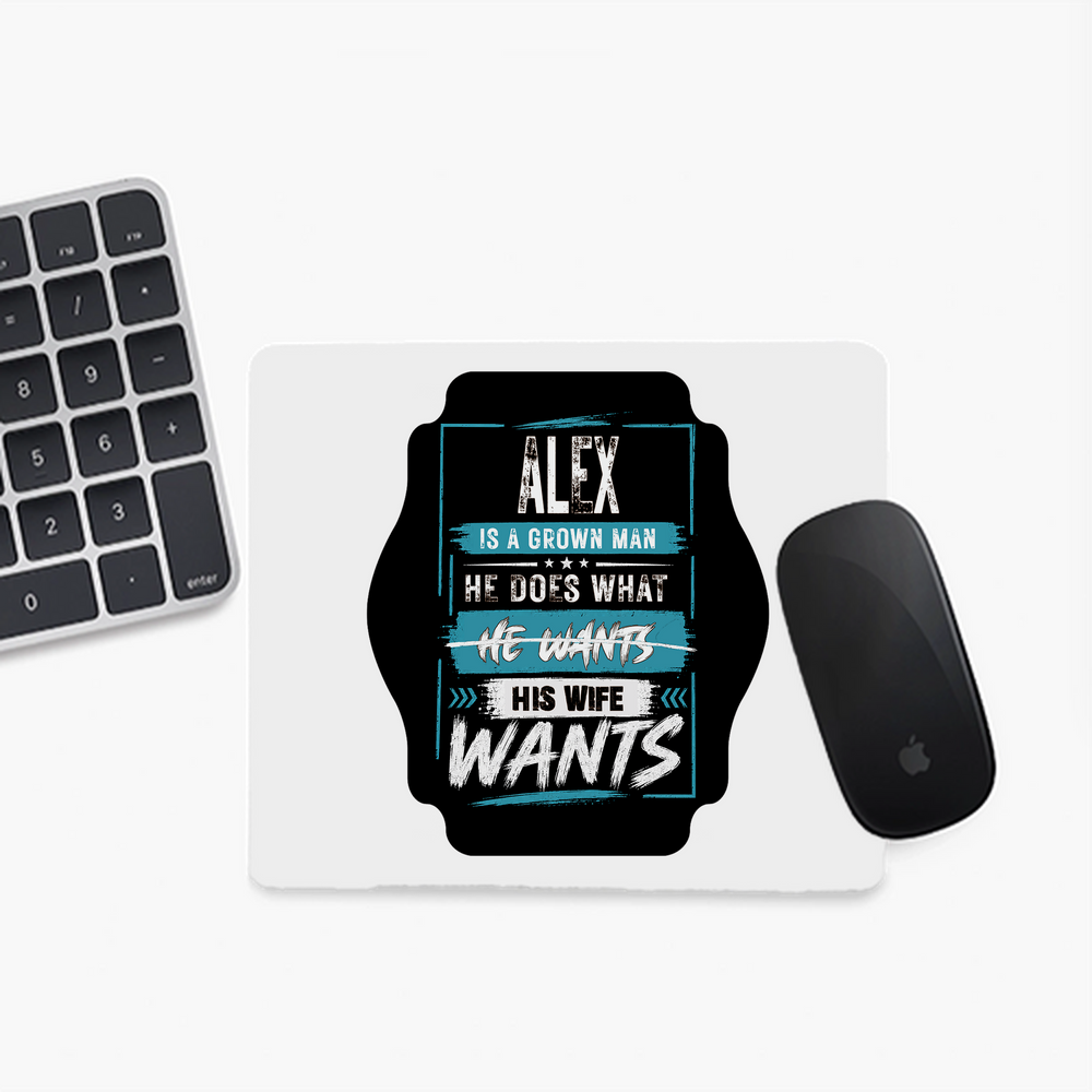 Mouse Pad | Standard Desk Size | Durable Fabric & Rubber | Skid-Proof Base, Smooth Surface, Fade-Proof | Unisex | Personalized | Typography | Humor | Everyday | Assertive - front - Square - White - mockup 1