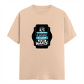 Male Classic Crew T-Shirt | Men's Regular Fit | 180 GSM Bio-Washed Cotton | Pre-Shrunk, Double-Stitched | Personalized | Typography | Humor | Everyday | Assertive - front - Peach - mockup 1