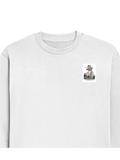 Oversized Sweatshirt | Relaxed Fit Unisex | 90% Cotton 10% Polyester 400 GSM | Pre-Shrunk Drop Shoulder | Unisex | Personalized | Typography | Dinosaurs | Tea | Everyday | Humorous | Drink Tea, Avoid Extinction - left pocket - White - mockup 3