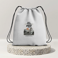 Drawstring Bag | 280 GSM | Durable Cotton | Secure Closure | Unisex | Personalized | Typography | Dinosaurs | Tea | Everyday | Humorous | Drink Tea, Avoid Extinction - front - mockup 1