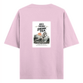 Oversized Standard T-Shirt | Unisex Relaxed Fit | 100% Super Combed Cotton | Soft, Breathable, Durable | Adult | Personalized | Typography | Dinosaurs | Tea | Everyday | Humorous | Drink Tea, Avoid Extinction - back - Light Baby Pink - mockup 2