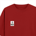 Oversized Classic T-Shirt | Unisex Relaxed Fit | 100% Super-Combed Cotton | Pre-Shrunk, Double-Stitched | Adults | Personalized | Typography | Dinosaurs | Tea | Everyday | Humorous | Drink Tea, Avoid Extinction - left pocket - Red - mockup 3
