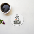 Acrylic Coaster | Square & Round Shapes | Durable Acrylic | Glossy Finish Surface Protection | Unisex | Personalized | Typography | Dinosaurs | Tea | Everyday | Humorous | Drink Tea, Avoid Extinction - front - Circle - White - mockup 1
