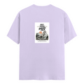 Male Classic Crew T-Shirt | Men's Regular Fit | 180 GSM Bio-Washed Cotton | Pre-Shrunk, Double-Stitched | Personalized | Typography | Dinosaurs | Tea | Everyday | Humorous | Drink Tea, Avoid Extinction - back - Lavender - mockup 2