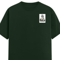 Male Classic Crew T-Shirt | Men's Regular Fit | 180 GSM Bio-Washed Cotton | Pre-Shrunk, Double-Stitched | Personalized | Typography | Dinosaurs | Tea | Everyday | Humorous | Drink Tea, Avoid Extinction - left pocket - Bottle Green - mockup 3