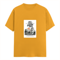 Female Classic Crew T-Shirt | Regular Fit | 180 GSM Bio-Washed Cotton Blend | Pre-Shrunk, Double-Stitched | Women | Personalized | Typography | Dinosaurs | Tea | Everyday | Humorous | Drink Tea, Avoid Extinction - front - Golden Yellow - mockup 1