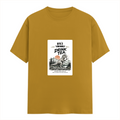 Female Classic Crew T-Shirt | Regular Fit | 180 GSM Bio-Washed Cotton Blend | Pre-Shrunk, Double-Stitched | Women | Personalized | Typography | Dinosaurs | Tea | Everyday | Humorous | Drink Tea, Avoid Extinction - front - Mustard Yellow - mockup 1