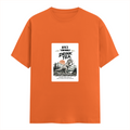 Female Classic Crew T-Shirt | Regular Fit | 180 GSM Bio-Washed Cotton Blend | Pre-Shrunk, Double-Stitched | Women | Personalized | Typography | Dinosaurs | Tea | Everyday | Humorous | Drink Tea, Avoid Extinction - front - Orange - mockup 1