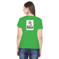 Female Classic Crew T-Shirt | Regular Fit | 180 GSM Bio-Washed Cotton Blend | Pre-Shrunk, Double-Stitched | Women | Personalized | Typography | Dinosaurs | Tea | Everyday | Humorous | Drink Tea, Avoid Extinction - back - Flag Green - mockup 2