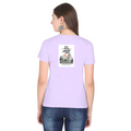 Female Classic Crew T-Shirt | Regular Fit | 180 GSM Bio-Washed Cotton Blend | Pre-Shrunk, Double-Stitched | Women | Personalized | Typography | Dinosaurs | Tea | Everyday | Humorous | Drink Tea, Avoid Extinction - back - Lavender - mockup 2