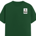 Female Classic Crew T-Shirt | Regular Fit | 180 GSM Bio-Washed Cotton Blend | Pre-Shrunk, Double-Stitched | Women | Personalized | Typography | Dinosaurs | Tea | Everyday | Humorous | Drink Tea, Avoid Extinction - left pocket - Bottle Green - mockup 3