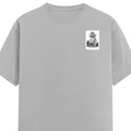 Female Classic Crew T-Shirt | Regular Fit | 180 GSM Bio-Washed Cotton Blend | Pre-Shrunk, Double-Stitched | Women | Personalized | Typography | Dinosaurs | Tea | Everyday | Humorous | Drink Tea, Avoid Extinction - left pocket - Grey Melange - mockup 3
