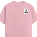 Female Classic Crew T-Shirt | Regular Fit | 180 GSM Bio-Washed Cotton Blend | Pre-Shrunk, Double-Stitched | Women | Personalized | Typography | Dinosaurs | Tea | Everyday | Humorous | Drink Tea, Avoid Extinction - left pocket - Light Baby Pink - mockup 3