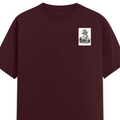 Female Classic Crew T-Shirt | Regular Fit | 180 GSM Bio-Washed Cotton Blend | Pre-Shrunk, Double-Stitched | Women | Personalized | Typography | Dinosaurs | Tea | Everyday | Humorous | Drink Tea, Avoid Extinction - left pocket - Maroon - mockup 3