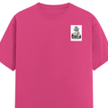 Female Classic Crew T-Shirt | Regular Fit | 180 GSM Bio-Washed Cotton Blend | Pre-Shrunk, Double-Stitched | Women | Personalized | Typography | Dinosaurs | Tea | Everyday | Humorous | Drink Tea, Avoid Extinction - left pocket - Pink - mockup 3