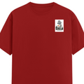 Female Classic Crew T-Shirt | Regular Fit | 180 GSM Bio-Washed Cotton Blend | Pre-Shrunk, Double-Stitched | Women | Personalized | Typography | Dinosaurs | Tea | Everyday | Humorous | Drink Tea, Avoid Extinction - left pocket - Red - mockup 3