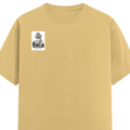 Female Classic Crew T-Shirt | Regular Fit | 180 GSM Bio-Washed Cotton Blend | Pre-Shrunk, Double-Stitched | Women | Personalized | Typography | Dinosaurs | Tea | Everyday | Humorous | Drink Tea, Avoid Extinction - right pocket - Beige - mockup 4