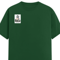 Female Classic Crew T-Shirt | Regular Fit | 180 GSM Bio-Washed Cotton Blend | Pre-Shrunk, Double-Stitched | Women | Personalized | Typography | Dinosaurs | Tea | Everyday | Humorous | Drink Tea, Avoid Extinction - right pocket - Bottle Green - mockup 4